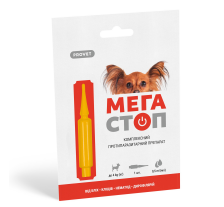Капли ProVET «Мега Стоп» для собак до 4 кг, 1 пипетка (от внешних и внутренних паразитов) Капли ProVET «Мега Стоп» для собак до 4 кг, 1 пипетка (от внешних и внутренних паразитов)