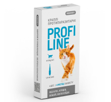 Капли Provet Profiline для кошек 4-8 кг, 4 пипетки по 1,0 мл (инсектоакарицид) Капли Provet Profiline для кошек 4-8 кг, 4 пипетки по 1,0 мл (инсектоакарицид)
