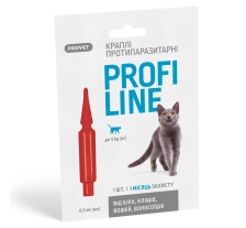 Капли Provet Profiline для кошек до 4 кг, 1 пипетка 0,5 мл (инсектоакарицид) Капли Provet Profiline для кошек до 4 кг, 1 пипетка 0,5 мл (инсектоакарицид)
