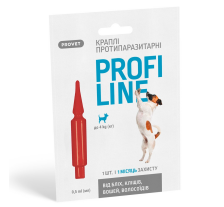 Капли Provet Profiline для собак до 4 кг, 1 пипетка 0,5 мл (инсектоакарицид) Капли Provet Profiline для собак до 4 кг, 1 пипетка 0,5 мл (инсектоакарицид)