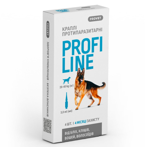 Капли Provet Profiline для собак 20-40 кг, 4 пипетки по 3,0 мл (инсектоакарицид) - фото 1