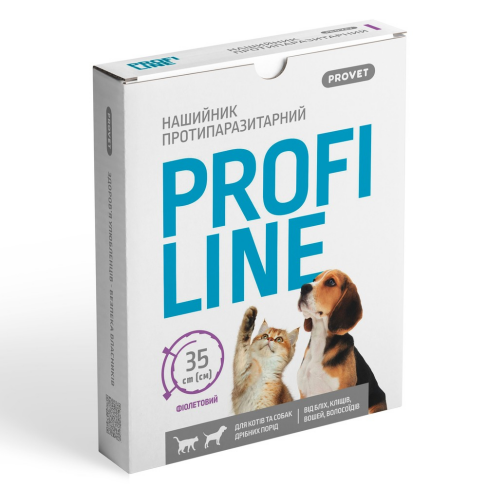Ошейник Provet Profiline для кошек и собак 35 см, фиолетовый (инсектоакарицид) - фото 1