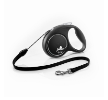 Рулетка Flexi Black Design для собак, трос, размер M, 5 м (черная)