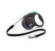 Рулетка Flexi Black Design для собак, трос, размер M, 5 м (синяя)