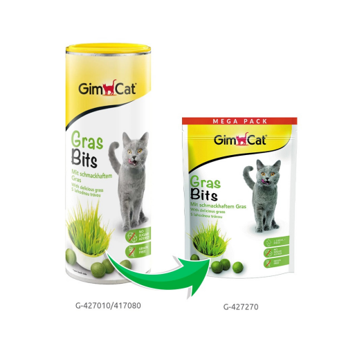 Вітамінізовані таблетки для котів GimCat Gras Bits трав&#039;яні кульки, пауч, 425 г - фото 2