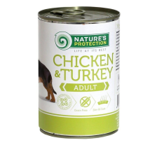 Влажный корм для взрослых собак всех пород с курицей и индейкой Nature's Protection Adult Chicken&Turkey 400г Влажный корм для взрослых собак всех пород с курицей и индейкой Nature's Protection Adult Chicken&Turkey 400г
