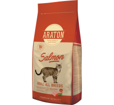 Полноценный сухой корм с лососем для взрослых кошек ARATON SALMON Adult All Breeds 15кг Полноценный сухой корм с лососем для взрослых кошек ARATON SALMON Adult All Breeds 15кг