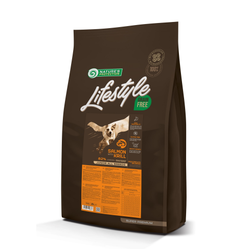 Сухий беззерновий корм з лососем та крилем для цуценят всіх порід Lifestyle Grain Free Salmon with Krill Junior All Breeds 10кг - фото 1