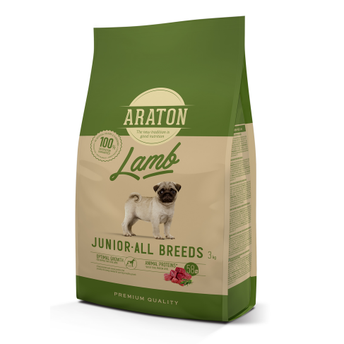 Полноценный сухой корм для молодых собак с ягнятиной и рисом ARATON LAMB Junior All Breeds 3кг - фото 1