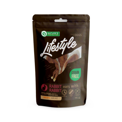 Лакомство для собак, сушеные кроличьи уши с кроликом, Nature's Protection Lifestyle Snack For Dogs Dried Rabbit Ears With Rabbit 75г - фото 1 Лакомство для собак, сушеные кроличьи уши с кроликом, Nature's Protection Lifestyle Snack For Dogs Dried Rabbit Ears With Rabbit 75г - фото 1