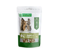 Лакомство для собак, роллы из кролика и трески, Nature's Protection snack for dogs rabbit and cod rolls, 75г Лакомство для собак, роллы из кролика и трески, Nature's Protection snack for dogs rabbit and cod rolls, 75г