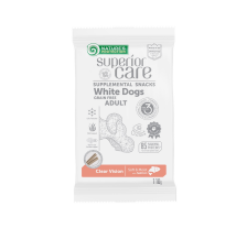 Беззернові ласощі для дорослих собак всіх порід з білим окрасом шерсті Nature's Protection Superior Care White Dogs Clear Vision з лососем, 110г Беззернові ласощі для дорослих собак всіх порід з білим окрасом шерсті Nature's Protection Superior Care White Dogs Clear Vision з лососем, 110г