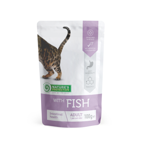 Вологий корм для дорослих котів з чутливим травленням з рибою Nature&#039;s Protection Intestinal health with Fish 100 г - фото 1