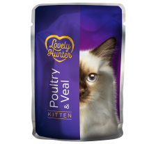 Влажный корм для котят с мясом птицы и телятиной Lovely Hunter Kitten with Poultry and Veal 85 г Влажный корм для котят с мясом птицы и телятиной Lovely Hunter Kitten with Poultry and Veal 85 г