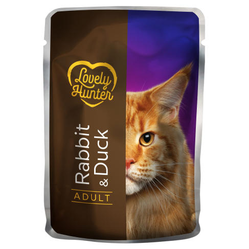 Влажный корм для взрослых котов с кроликом и уткой Lovely Hunter Adult with Rabbit and Duck 85 г - фото 1