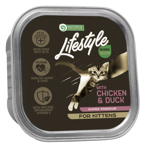 Влажный корм для котят с курицей и уткой Nature&#039;s Protection Lifestyle Kitten with chicken and duck, 85 г - фото 1