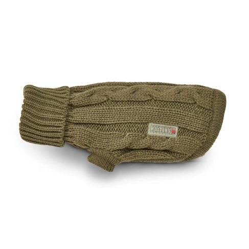 Вязаный свитер для собаки Wolters Cable Knit с узором коса 50 см Оливковый - фото 1