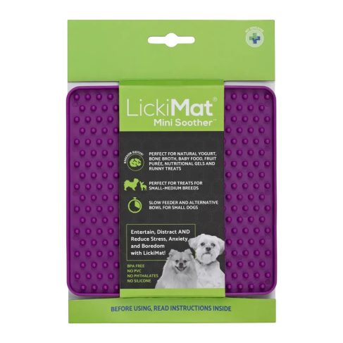 Лизальний килимок антистрес для маленьких собак собак LickiMat Mini Soother Purple, м&#039;яка основа - фото 2