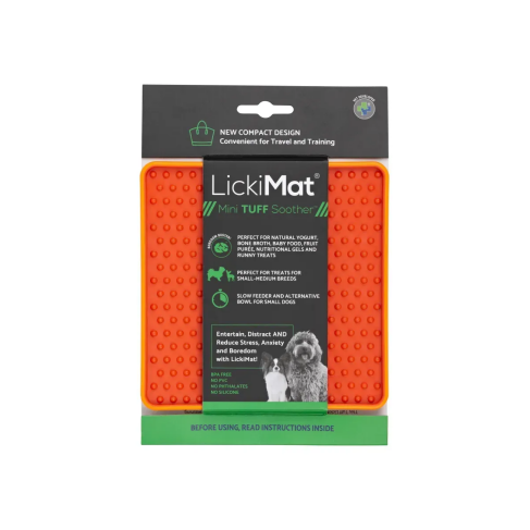 Лизательный коврик антистресс для маленьких собак собак LickiMat Mini Tuff Soother Orange, тверда основа - фото 3