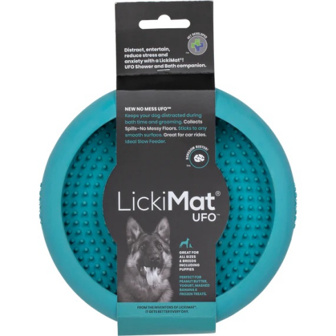 Лизательный коврик антистресс для собак LickiMat UFO Turquoise, для купания и ухода, на присосках - фото 1