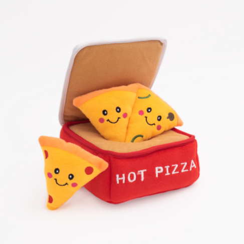 Мягкая игрушка для собак коробка для пиццы ZippyPaws Zippy Burrow Pizza Box с пищалкой - фото 1