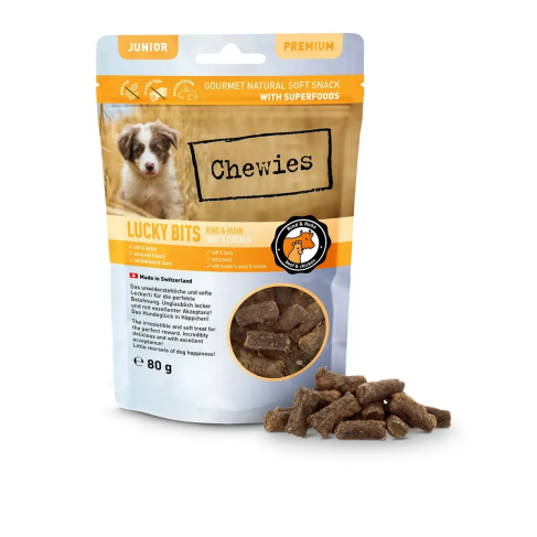 Натуральные лакомства из Говядины и Курицы Chewies Lucky Bits для щенков 80 г - фото 4