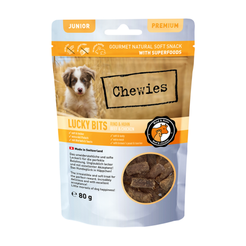 Натуральные лакомства из Говядины и Курицы Chewies Lucky Bits для щенков 80 г - фото 1