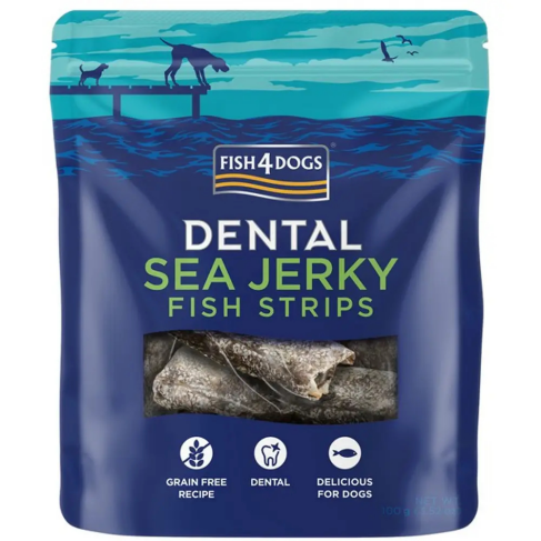 Натуральные лакомства для собак из 100% Кожи Белой Рыбы Fish4Dogs Sea Jerky Рыбные полоски 100 г - фото 1